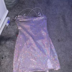 pink shiny homecoming dress